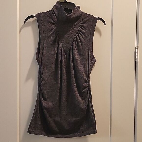 Theory Gray Sleeveless  Mock Neck Top Blouse Wool Medium - Picture 1 of 7